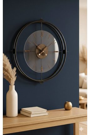 Lamra Dizayn Dıdar Siyah Saat Moderm Dekoratif Duvar Saati