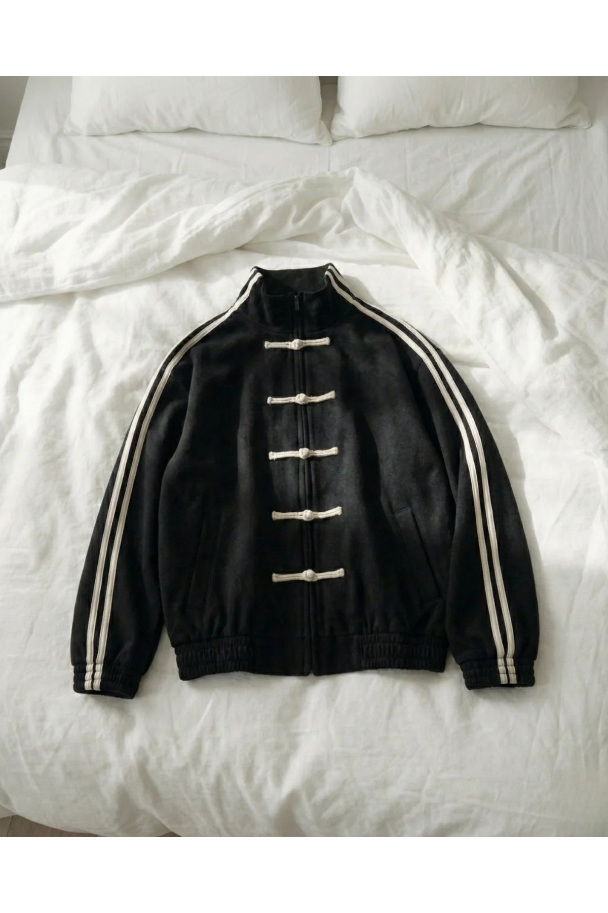 Gofeel  Çin Düğmeli Oversize Unisex Ceket ( 3 iplik ) - Görsel 4