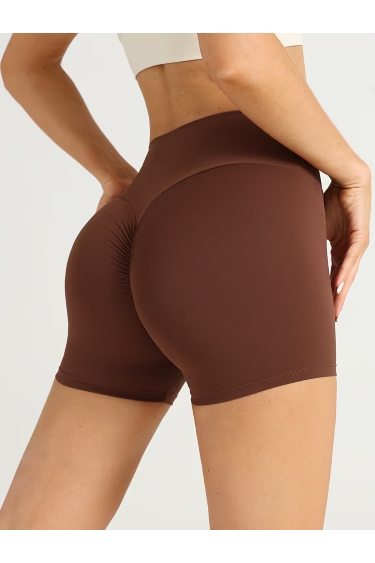 MAROVOAY  Yüksek bel likralı arkası büzgülü mini tayt,spor tayt - Görsel 3