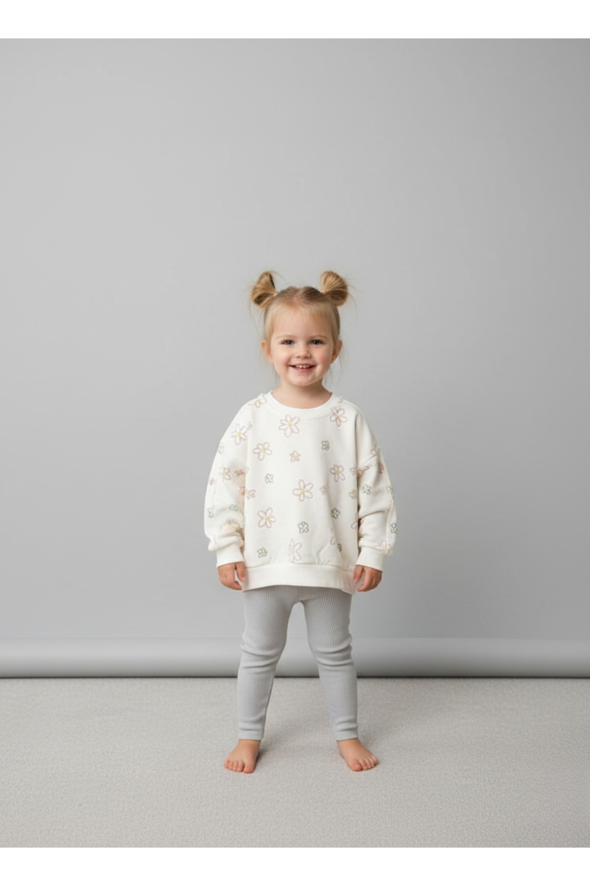 LOGO AKSESUAR Çocuk Pamuk Renkli Baskılı Oversize 2 İp 2'li Sweatshirt fotoğrafı 3 (önizleme)