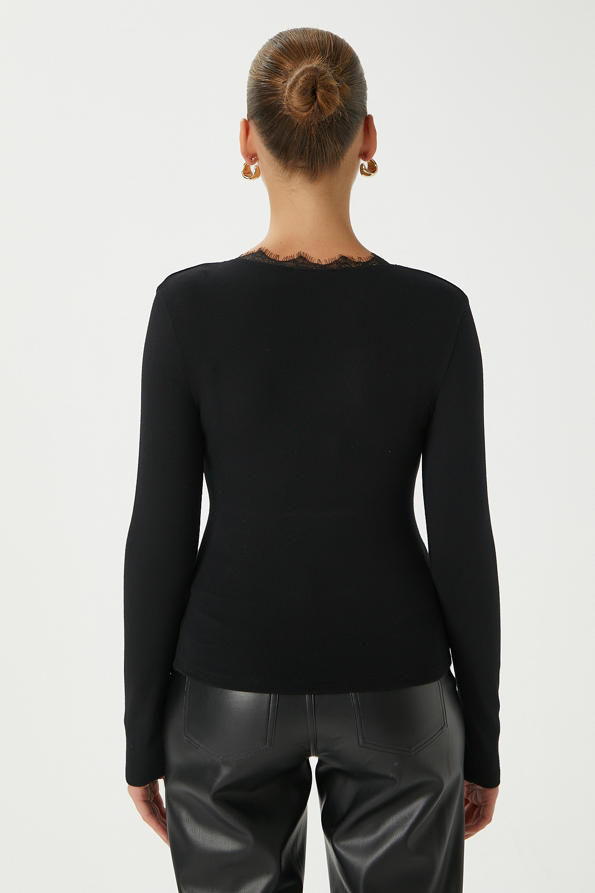 Ritnice  Kadın Biana Dantel Şerit Lux Touch Yumuşak Dokulu Siyah Bluz - Görsel 6