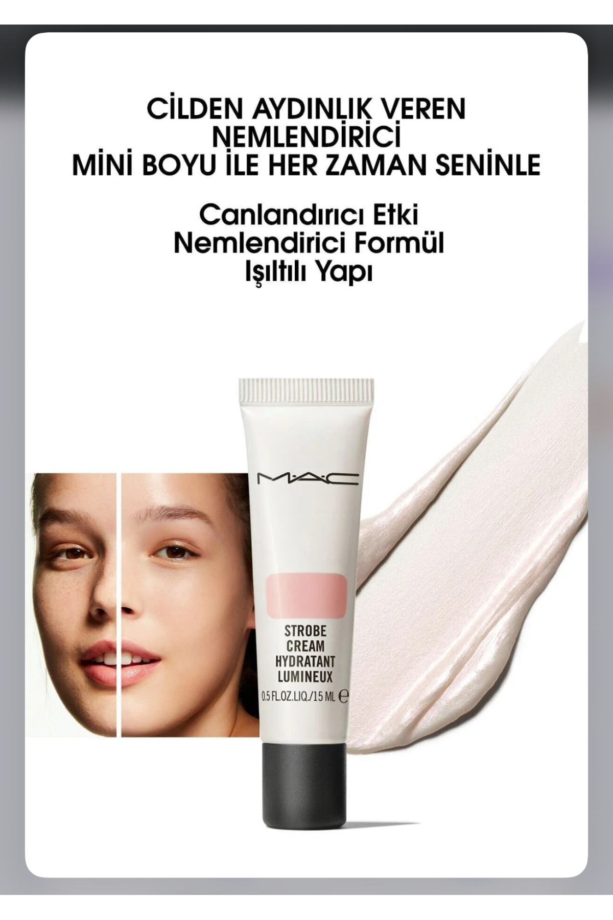 Strobe Cream Pinklight Aydınlatıcı Krem Highlighter & Makyaj Bazı Seyahat Boy 15 ml — صورتی MacStrobe15