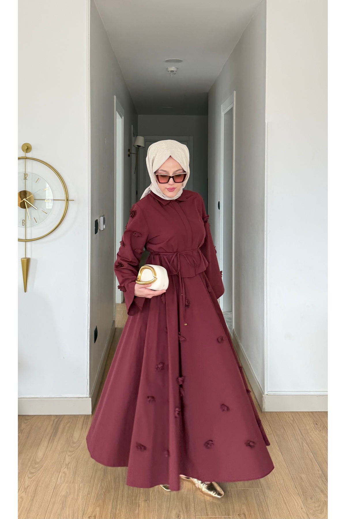 merve ada design  POPLİN 3 BOYUTLU ETEKLİ TAKIM - Görsel 3