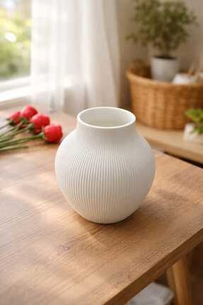 BASKIMARKETİM Modern Çizgili Şık Tasarım Çizgili Vazo