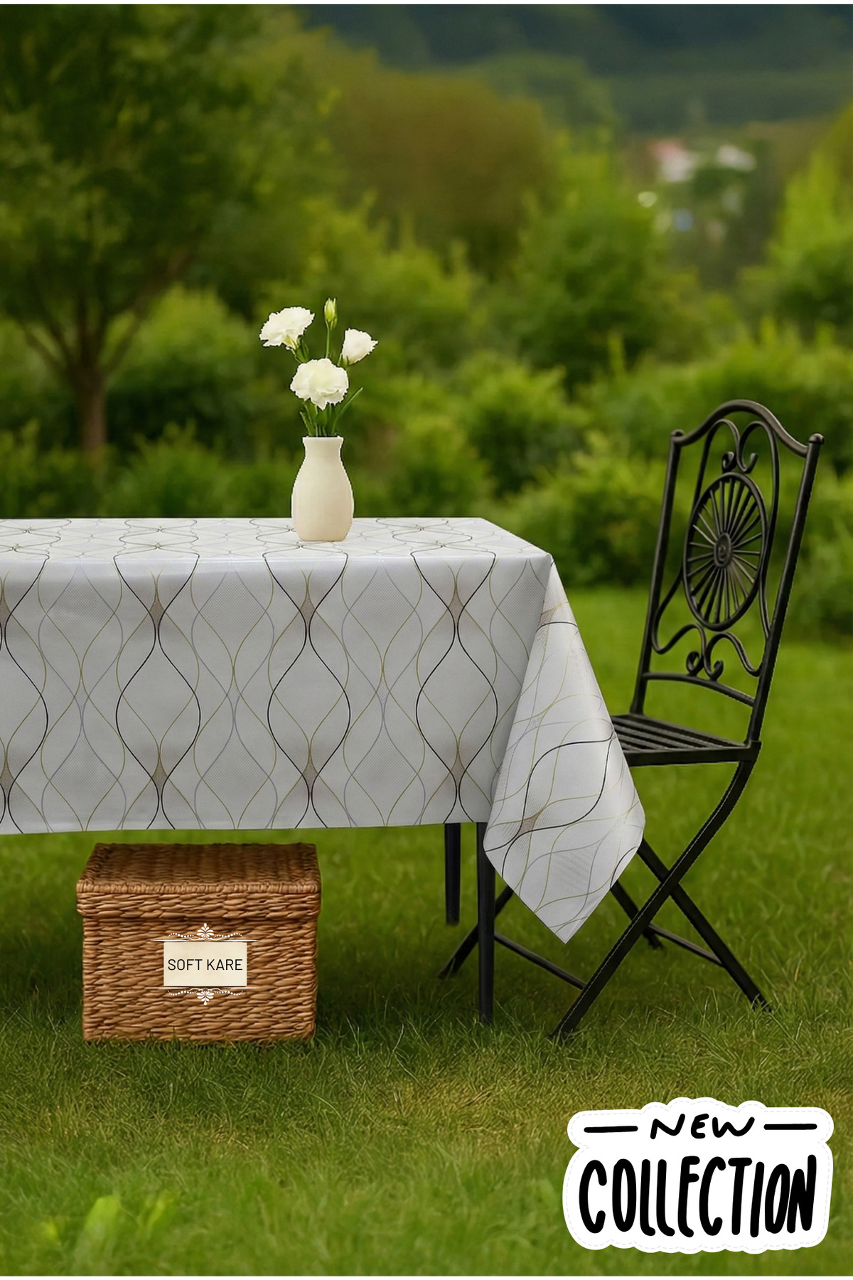 PVC Fibre Tablecloth – Wipe-Off, Waterproof, Modern Pattern, For Kitchen and Dining Table