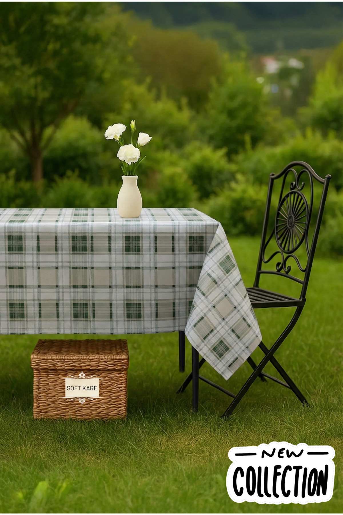 PVC Fibre Tablecloth – Wipe-Off, Waterproof, Modern Pattern, For Kitchen and Dining Table