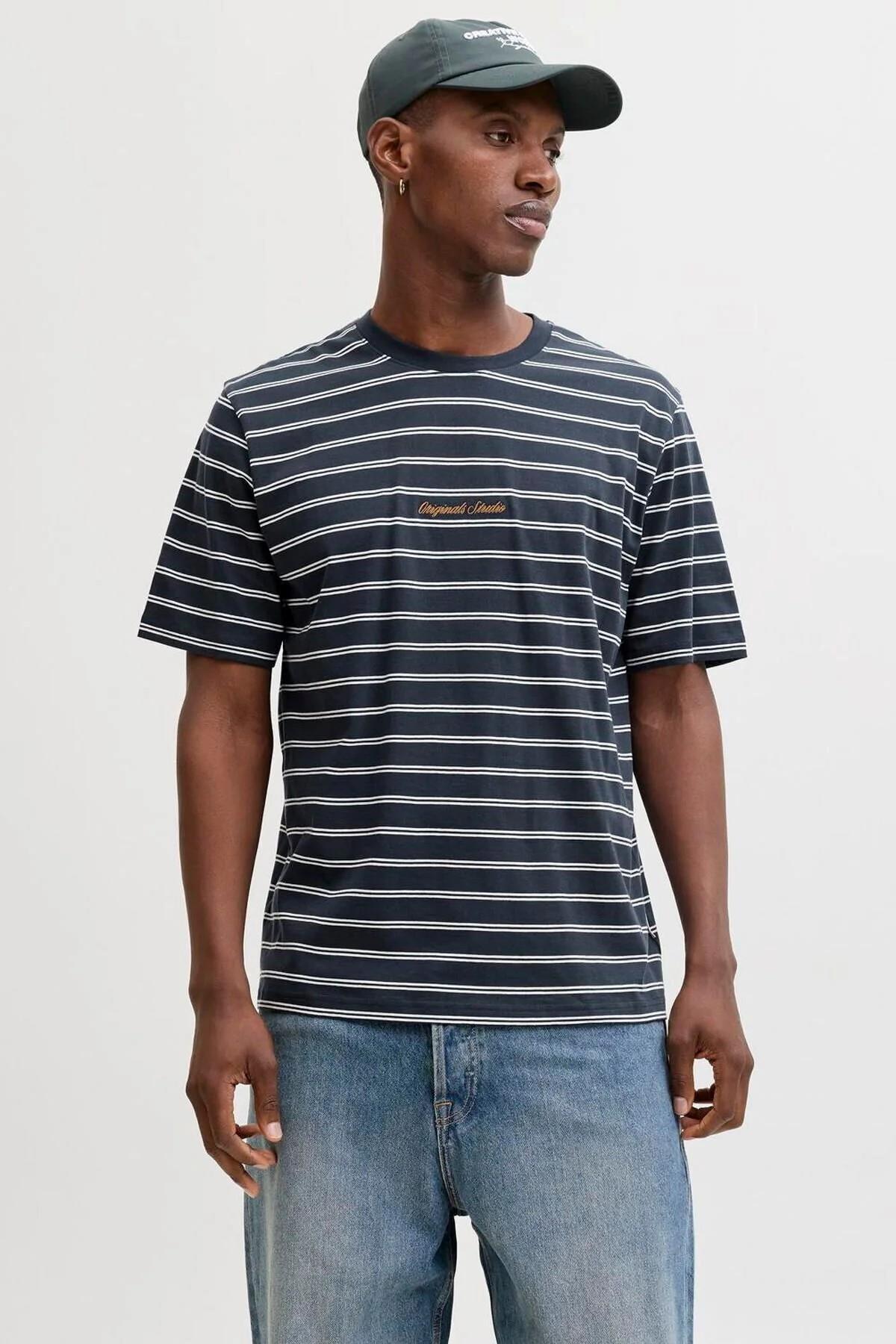 تی شرت مردانه جک جونز مدل Norrebro Stripe Relax Fit کد 12291021 جک اند جونز تی شرت Jack & Jones