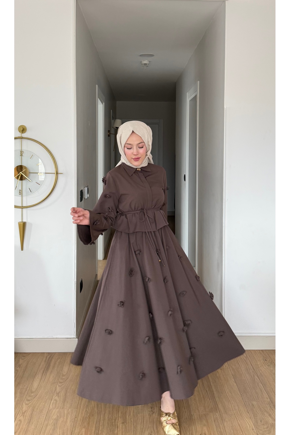 merve ada design  POPLİN 3 BOYUTLU ETEKLİ TAKIM - Görsel 5