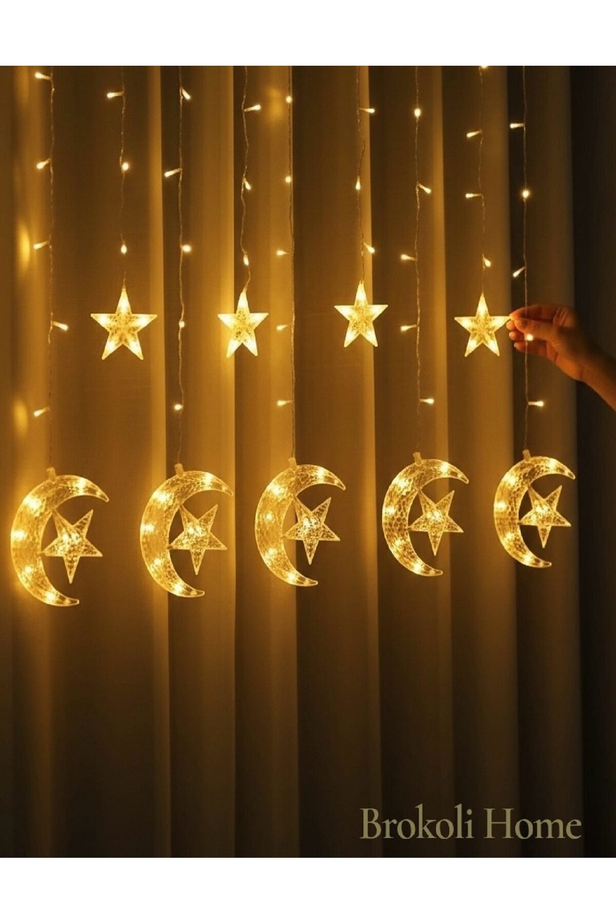 Brokoli Home Ay Yıldız Perde Led 8 Mod Ramazan Led Işık Gün Işığı ...