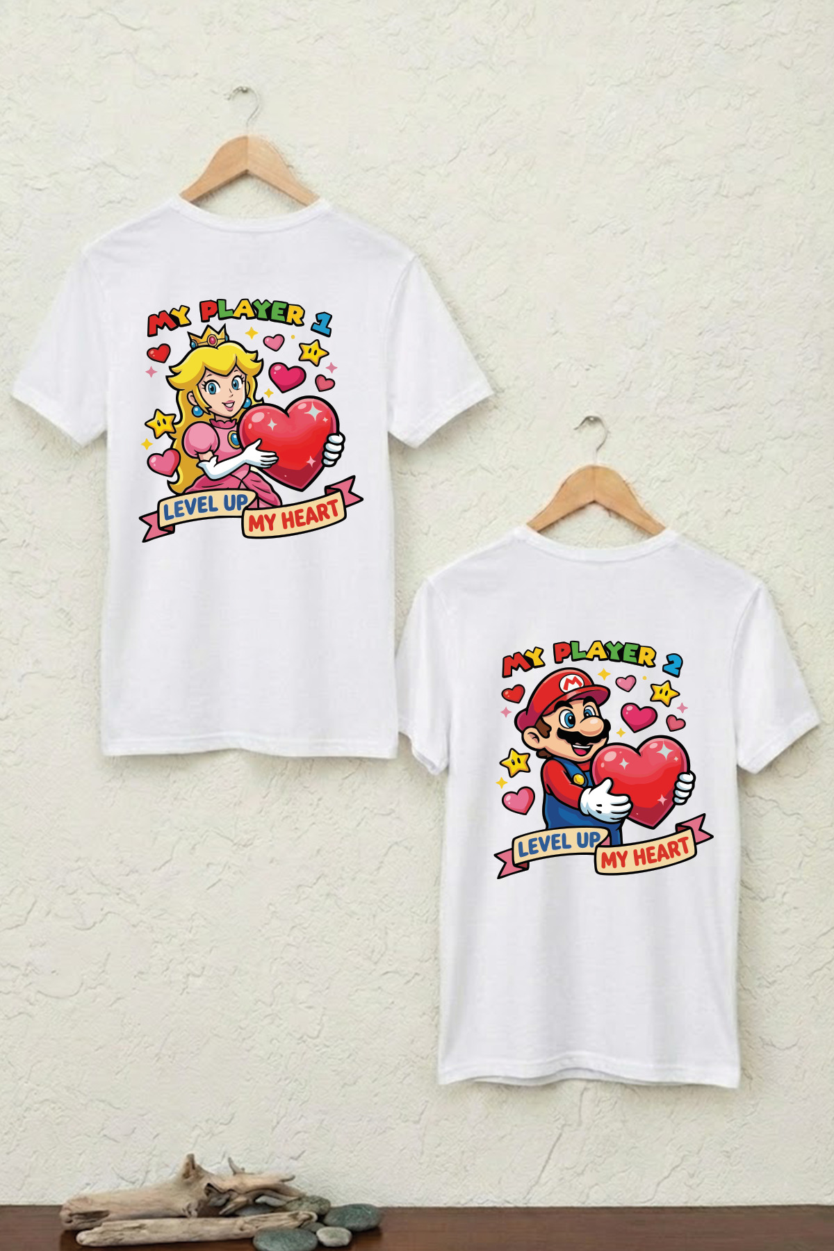 Misha & puff SWEETHEART SHIRT ダブルパロマ 2y STONE HEART EU Super Mario ve Prenses Peach (Gamer) Sırt Baskılı