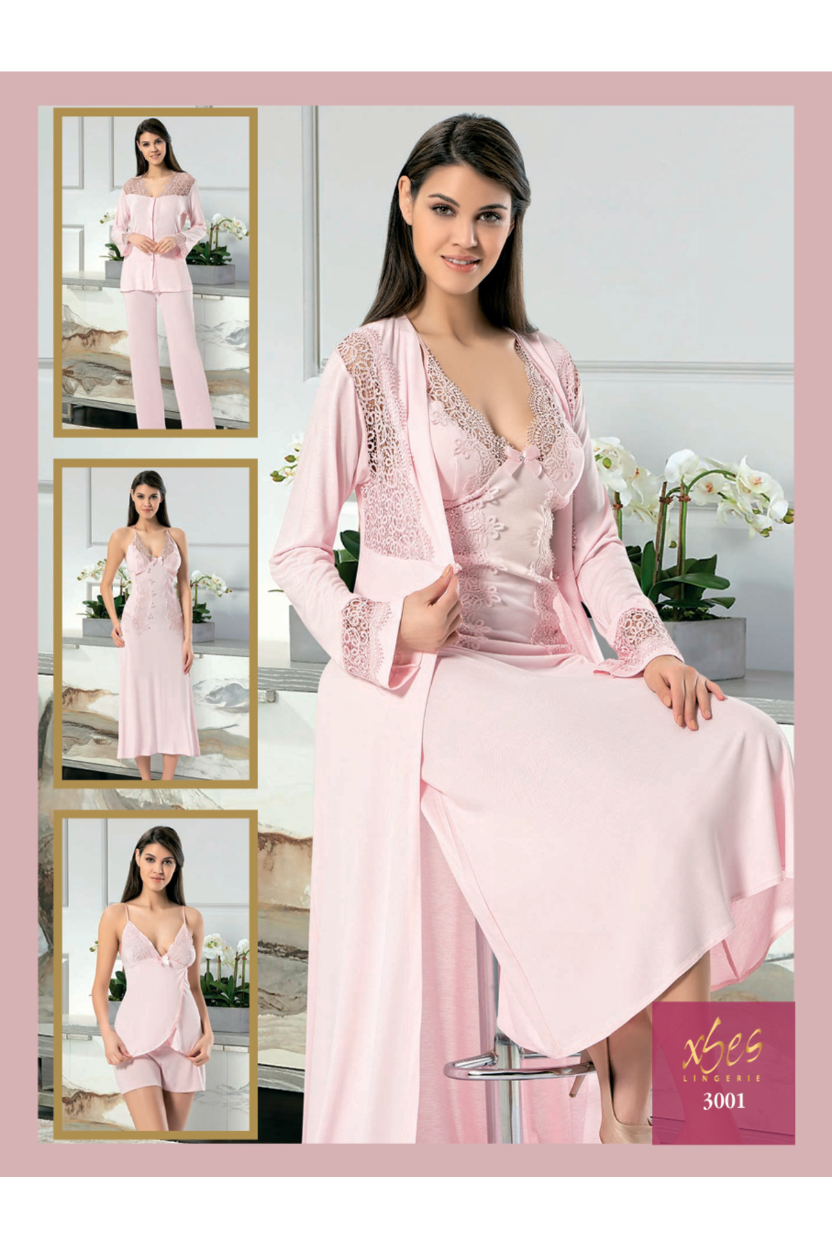 Fily İç Giyim X-SES 6'LI PENYE ÇEYİZLİK PİJAMA, GECELİK SABAHLIK TAKIMI