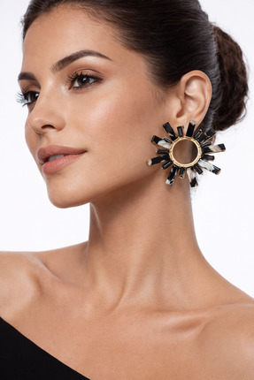 BERRY JEWELRY Siyah Renk Güneş Küpe