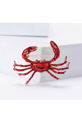 BERRY JEWELRY Kırmızı Yengeç Broş