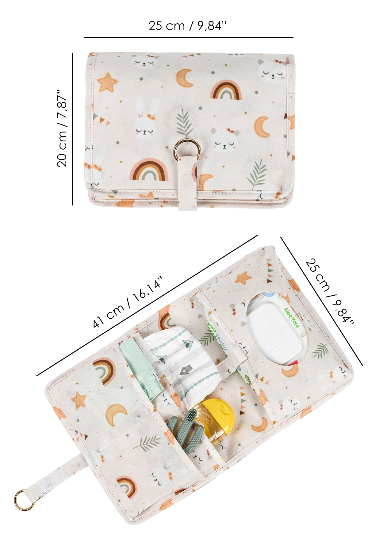 Meleni Baby 2'li Anne Bebek Seti - Bölmeli Anne Bebek Sırt Çantası ve Bebek Islak Mendil Bakım Çantası Gri fotoğrafı 7 (önizleme)