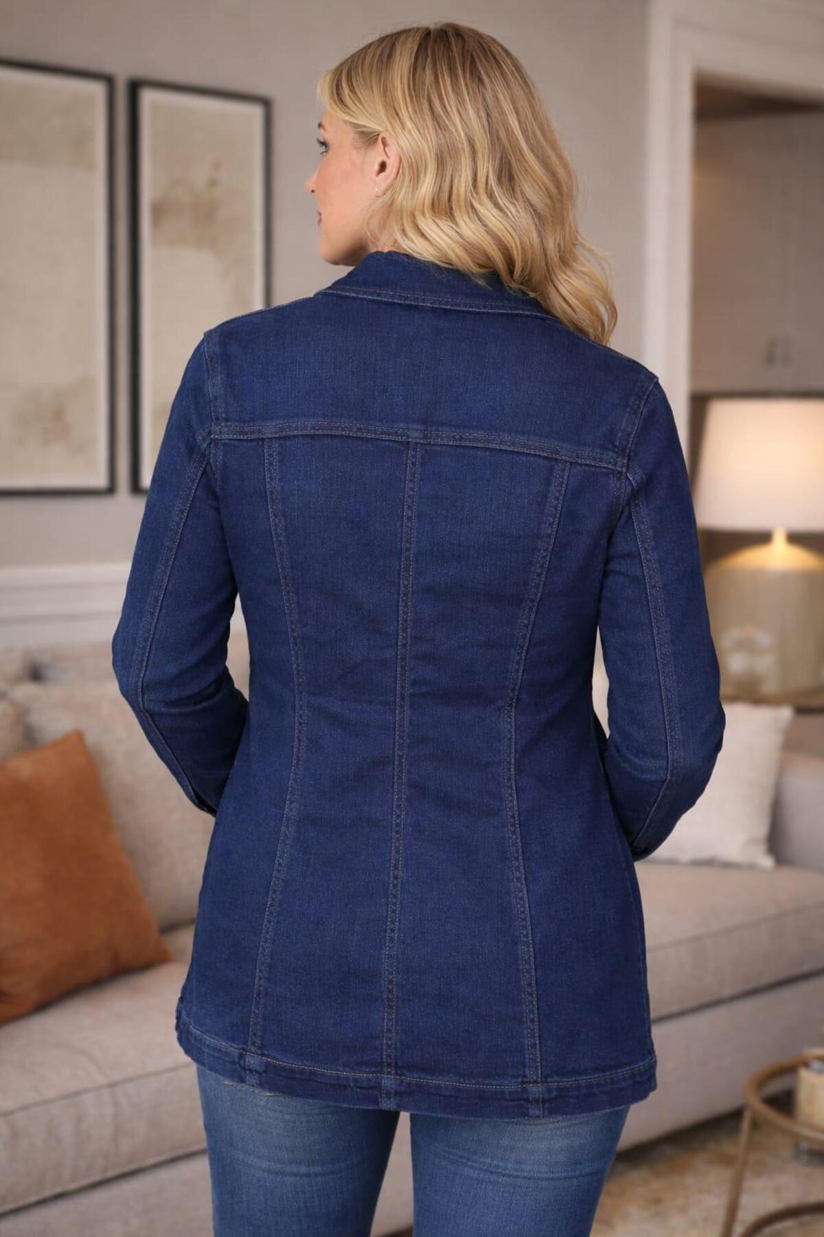 BONİTA  LIKRALI KAPAK CEPLI UZUN DENIM MONT - Görsel 2