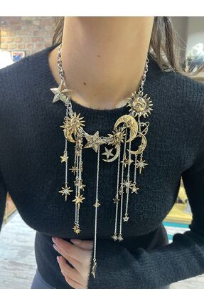 TUÇİNA PREMİUM Güneş Ay Detaylı Charmlı Kolye