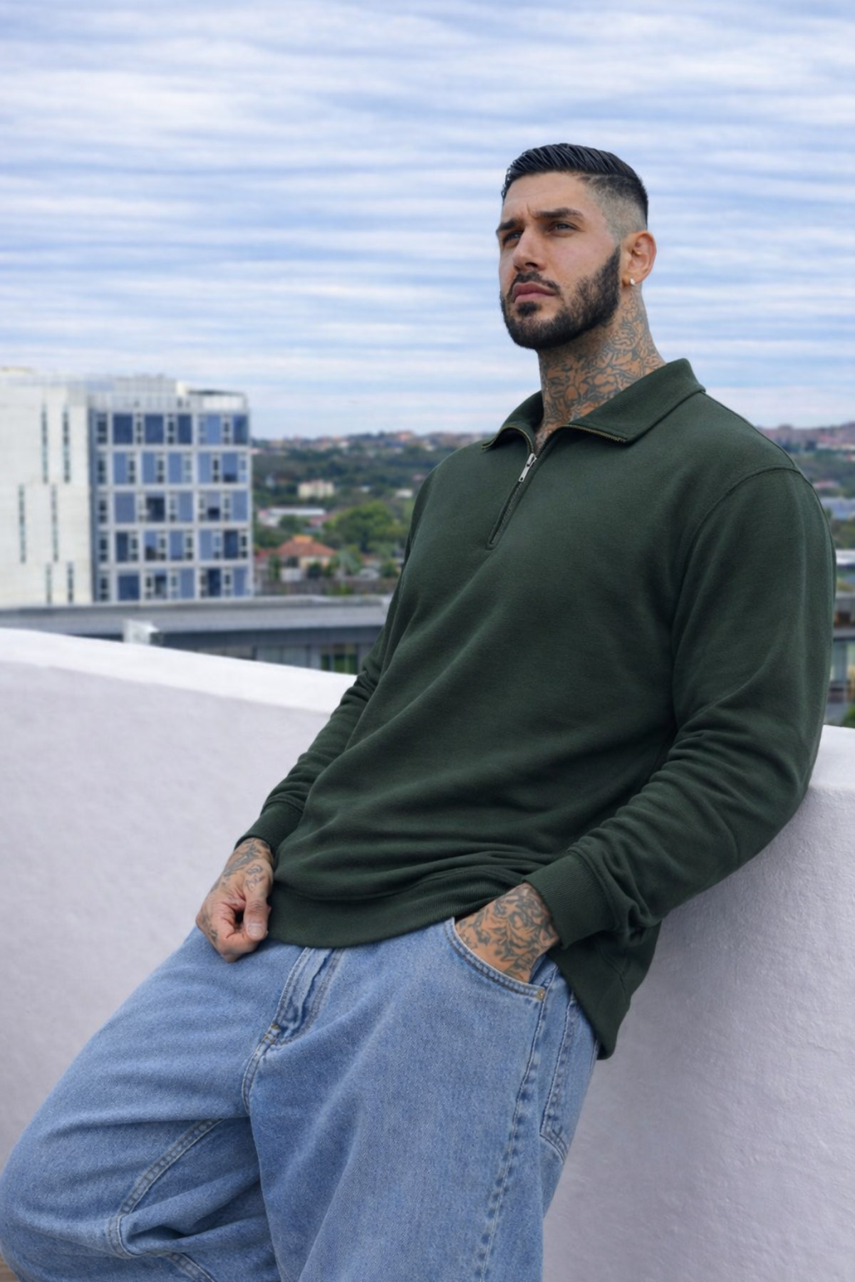 Maccali Erkek Günlük Büyük Beden Casual Haki Sweatshirt görsel 3