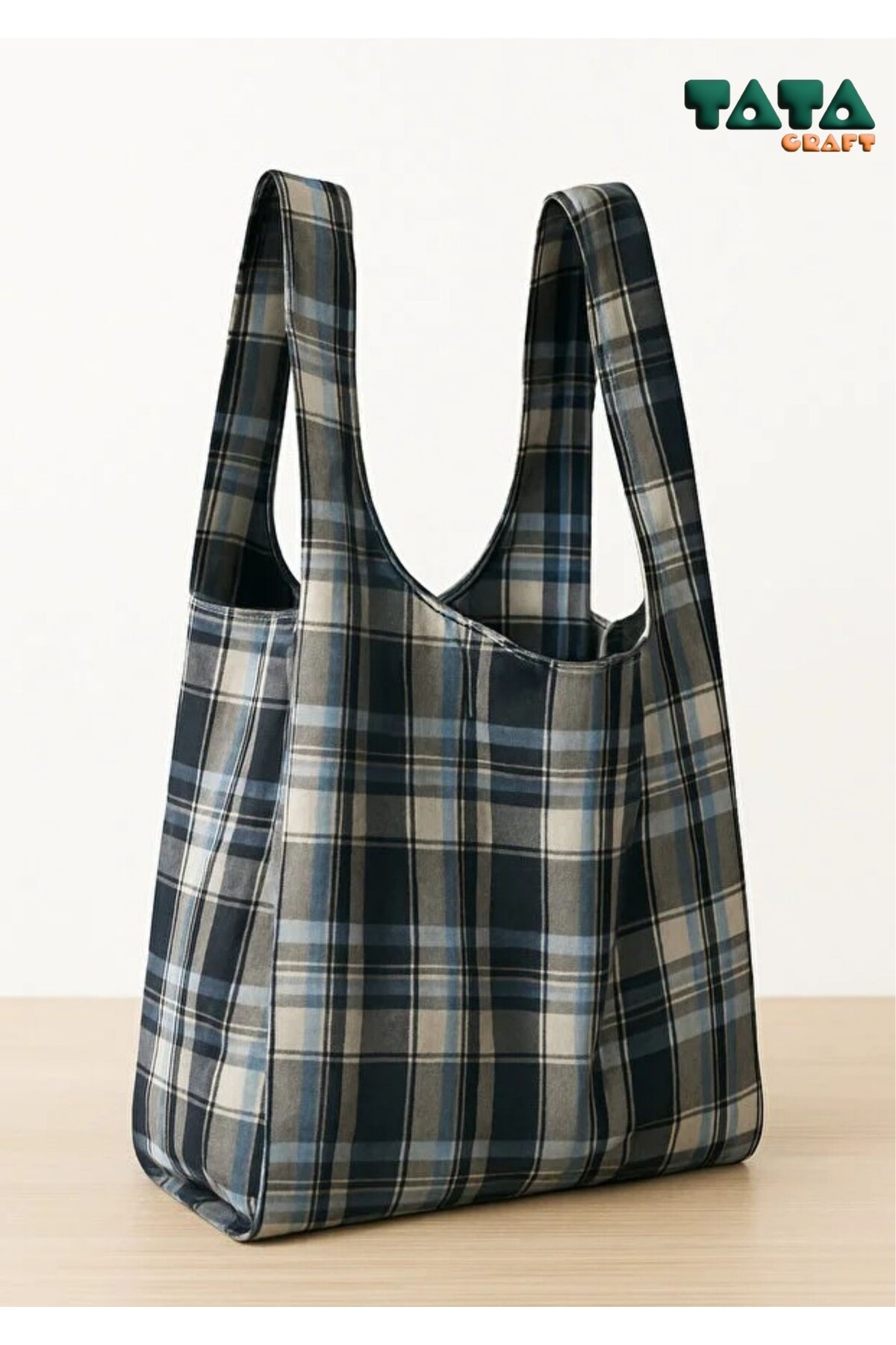 TATA CRAFT Katlanabilir Bez Alışveriş Çantası Polyester Yıkanabilir Omuz Çantası görsel 8
