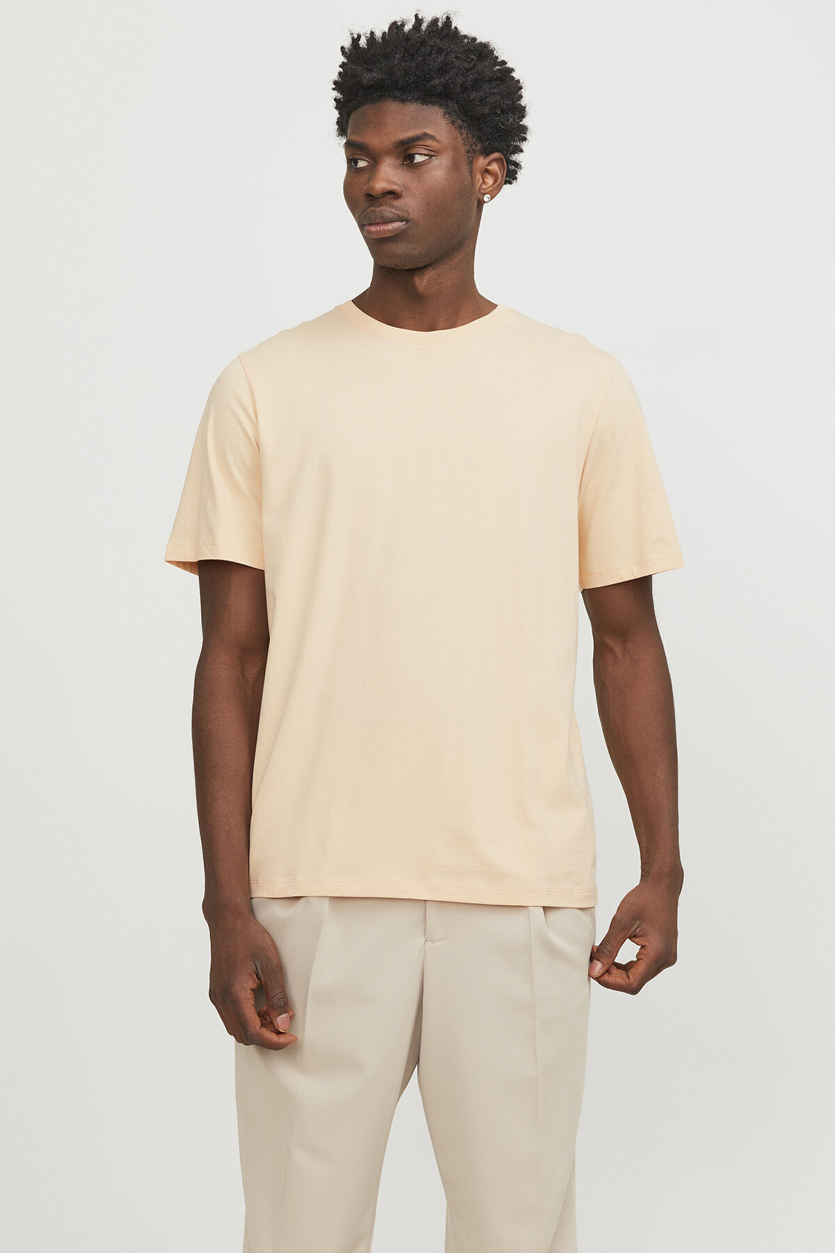 جک اند جونز تی‌شرت مردانه یقه گرد نارنجی JJEORGANIC BASIC TEE SS O-Neck NOOS