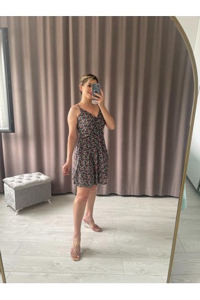 Selenin Elbiseleri Çiçek Desen Askılı Elbise