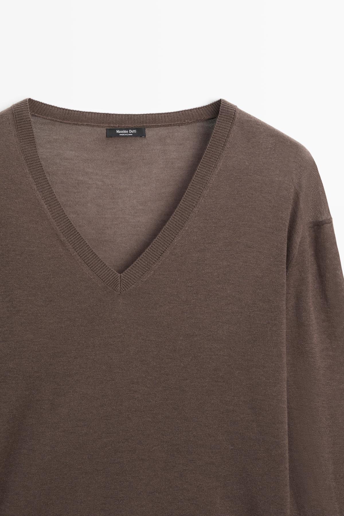 Massimo Dutti  İpek ve yün karışımlı triko kazak - Görsel 6