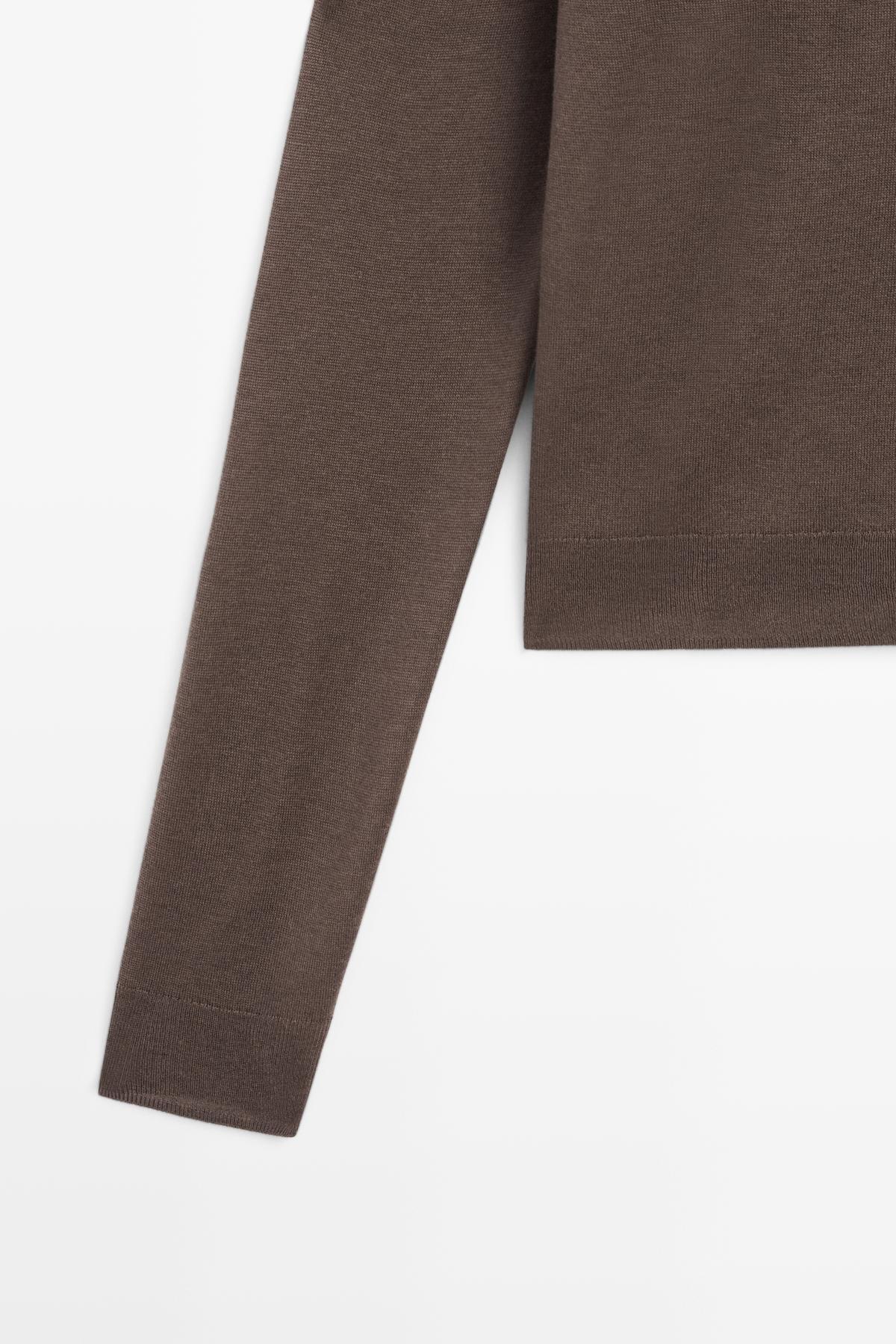Massimo Dutti  İpek ve yün karışımlı triko kazak - Görsel 7