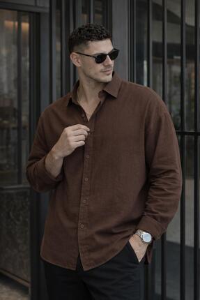 Valiberta Nefes Alabilir Yarım Oversize Müslin Kumaş Uzun Kol Yakalı Erkek Gö...