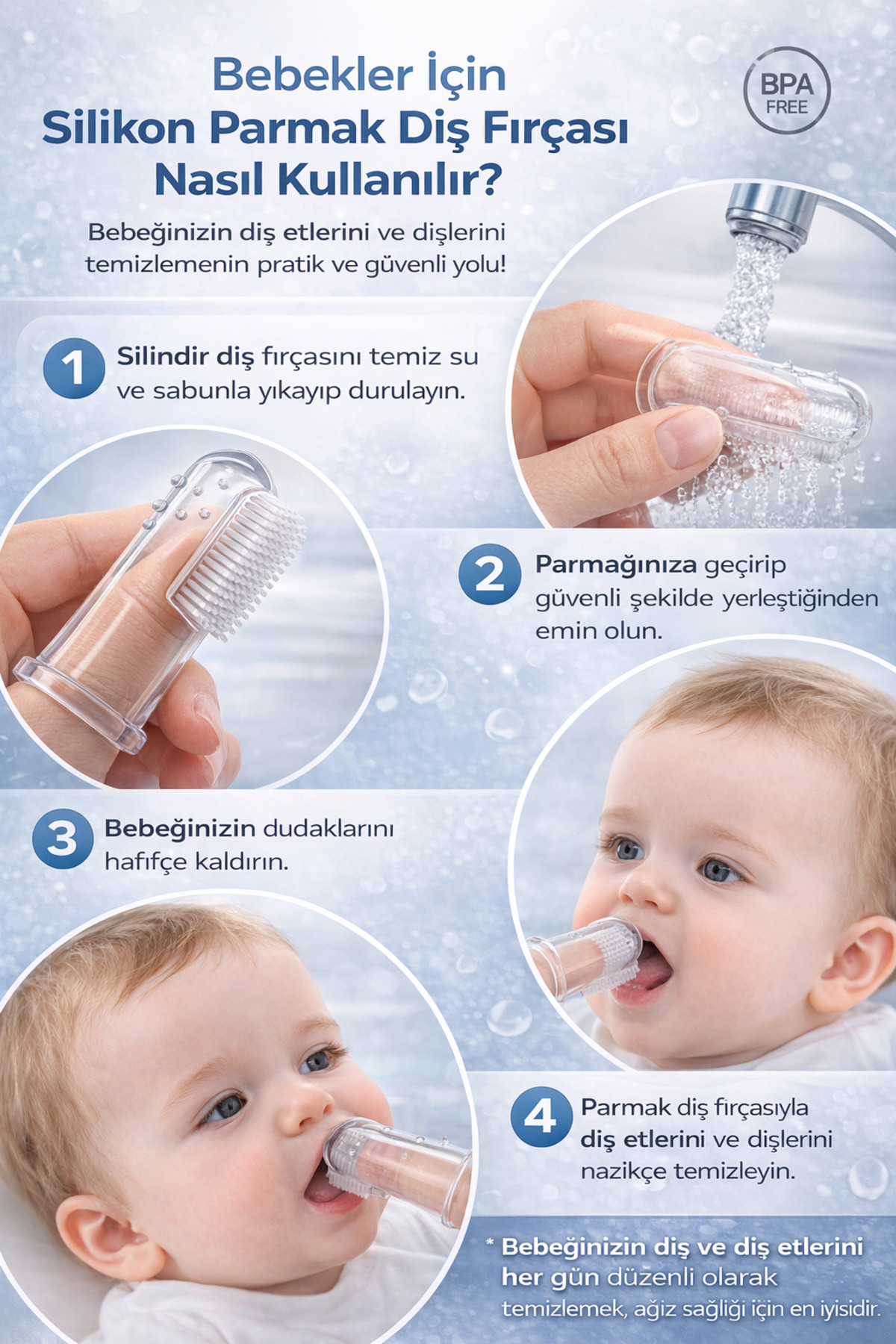 BEYZANA Bebek Parmak Şekilli Diş Fırçası Silikon Hijyenik Kutulu Yumuşak Bebek Diş Fırçası fotoğrafı 2 (önizleme)