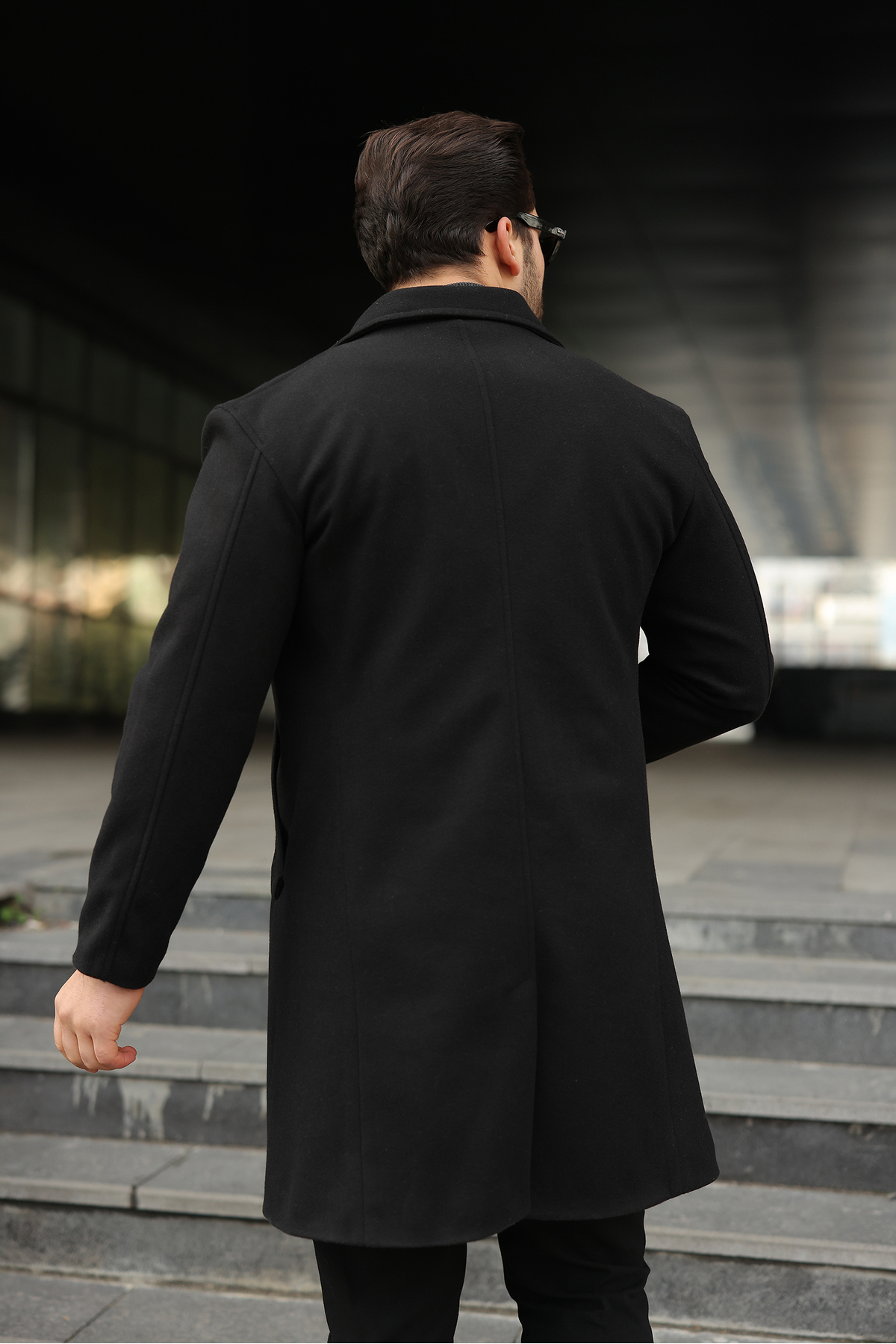 BASEL.CO Slim Fit Astarlı Uzun Kaşe Kaban görsel 4