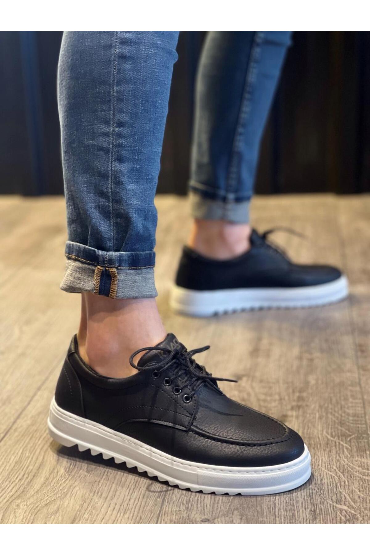 Mhoda Shoes  MHD-098 Erkek Günlük Bağcıklı Cilt Klasik Ayakkabı CBT-Siyah