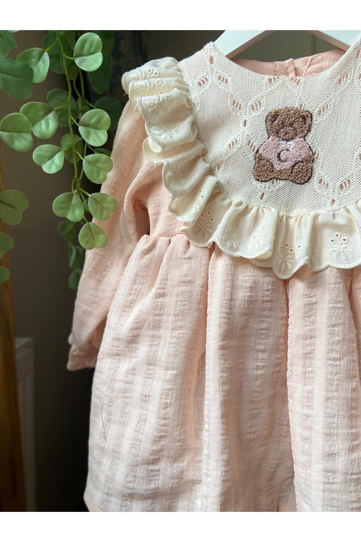 bebekstra  Kız Bebek Bear Çantalı Elbise - Görsel 5