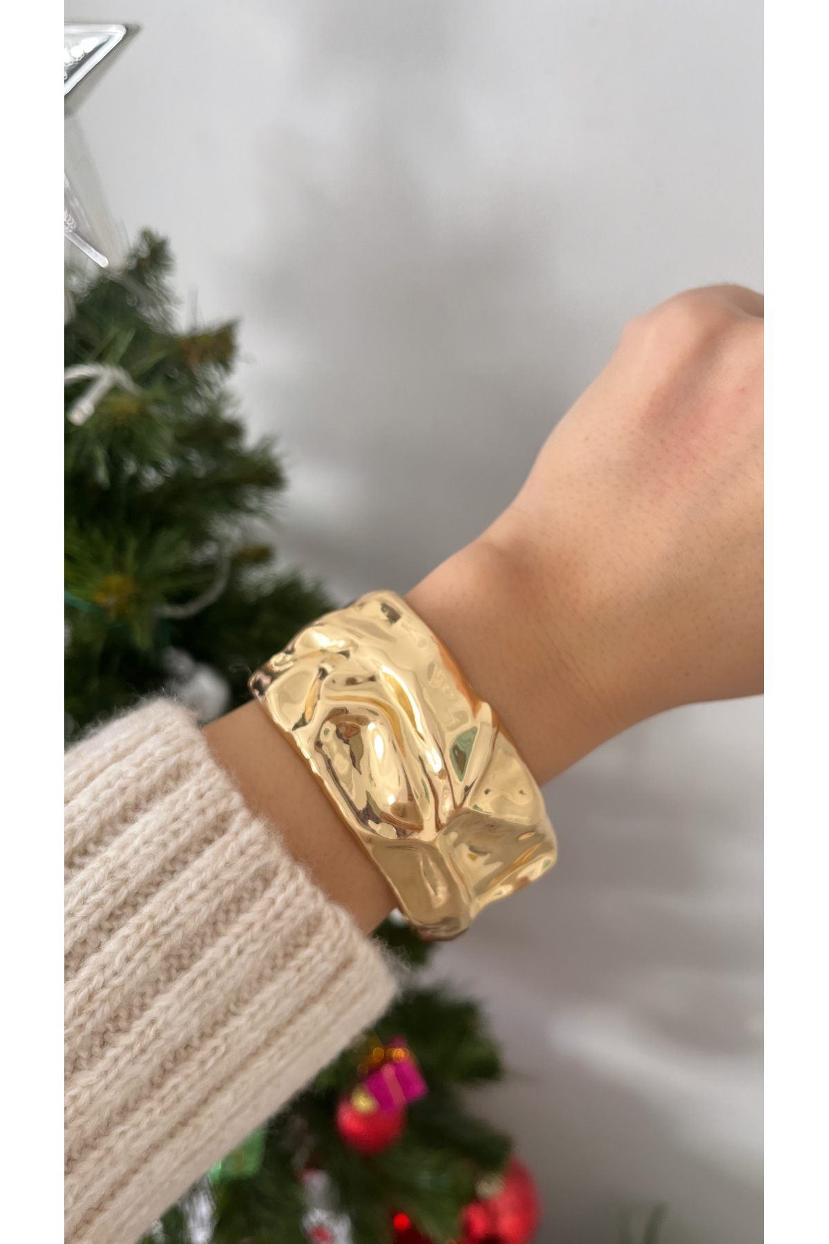 Kadın Vintage Gold Renk Kalın Kelepçe Bileklik Tasarım Kelepçe