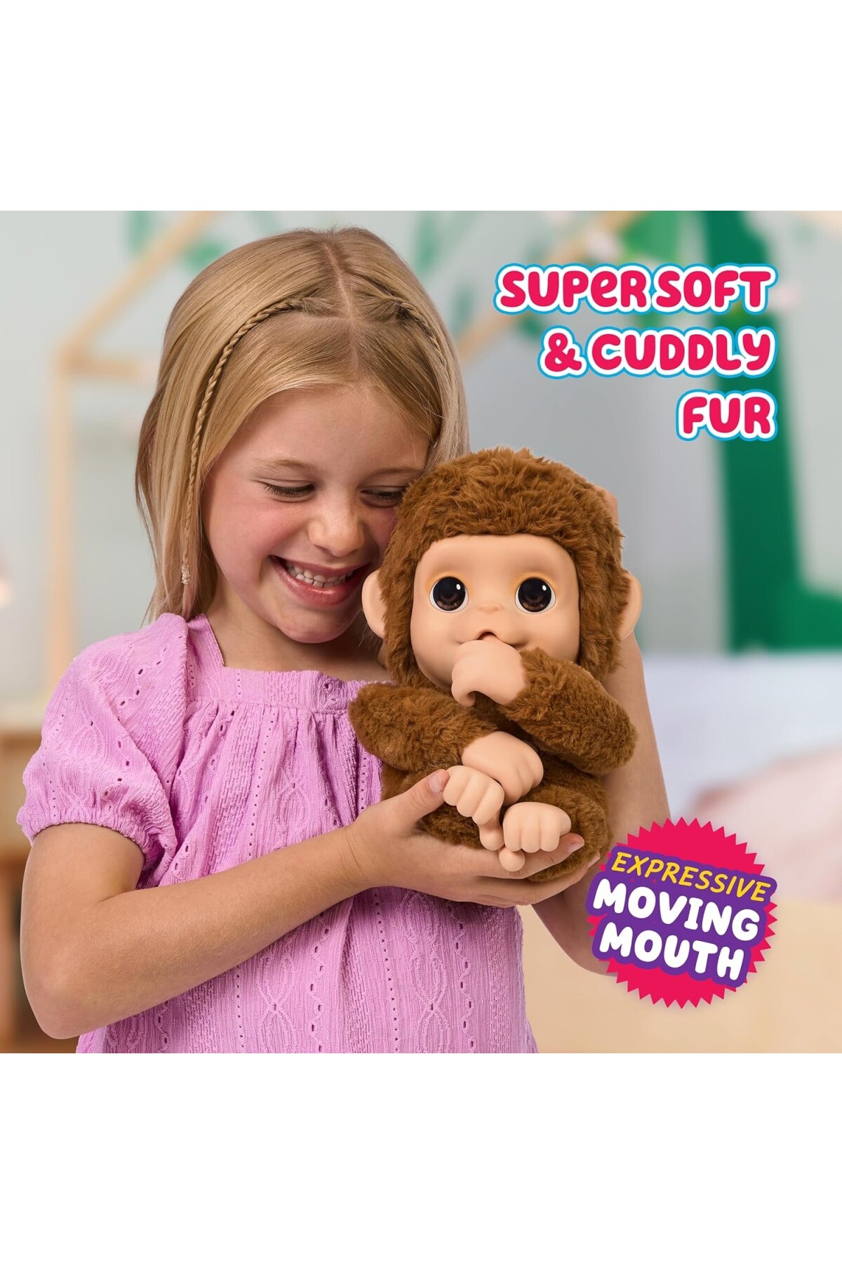 AyrStore My Baby Monkey - 50'den Fazla Ses ve Reaksiyon Özelliğine Sahip Sevimli İnteraktif Bebe fotoğrafı 5 (önizleme)