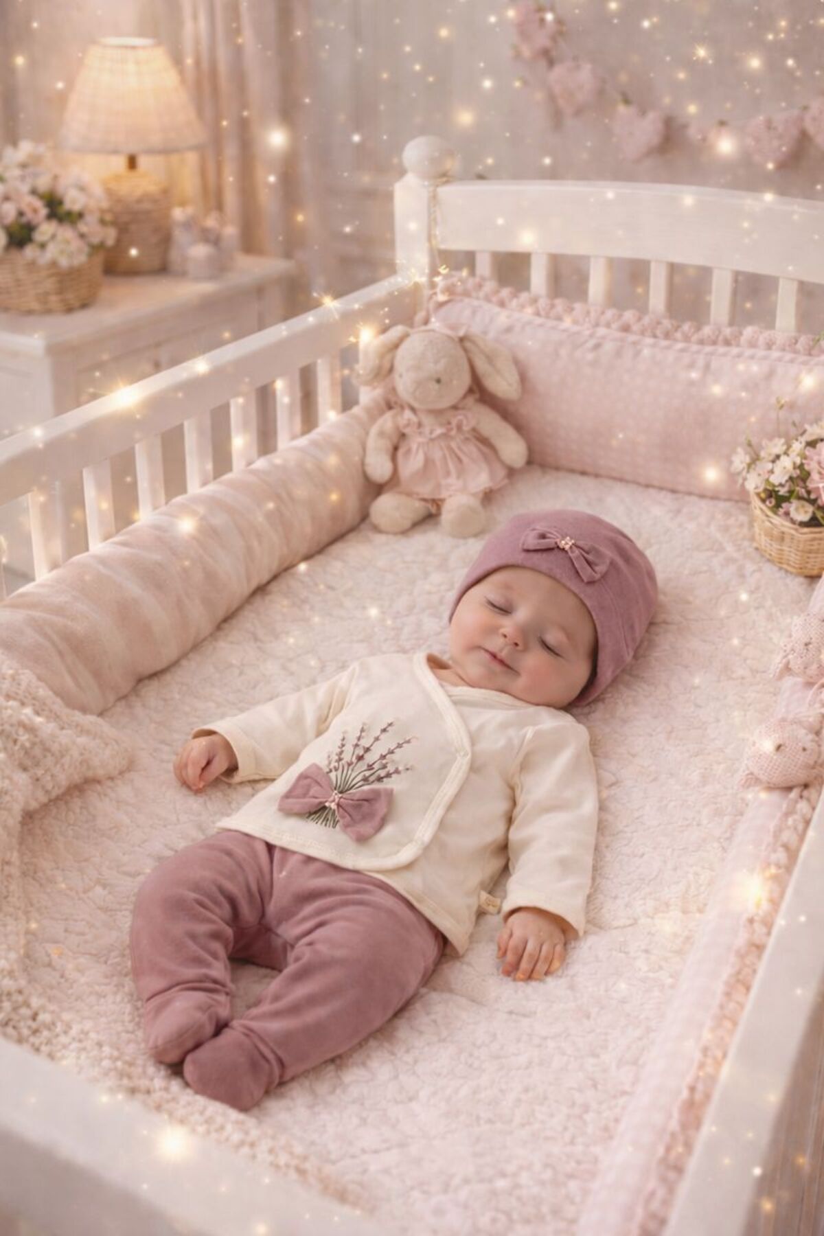 5-PIECE FLOWER DESIGN 100% COTTON NEWBORN BABY GIRL HOSPITAL EXIT SET/BABY GIRL BODYSUIT SET