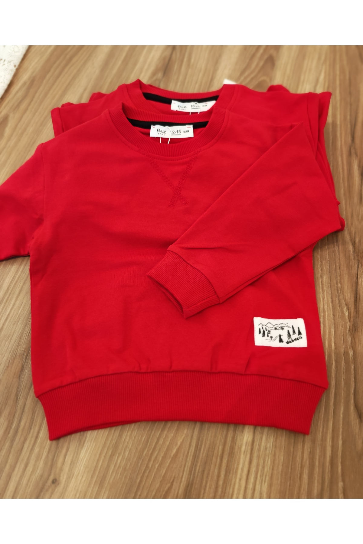 Kırmızı Erkek Kız Sweatshirt - Kırmızı