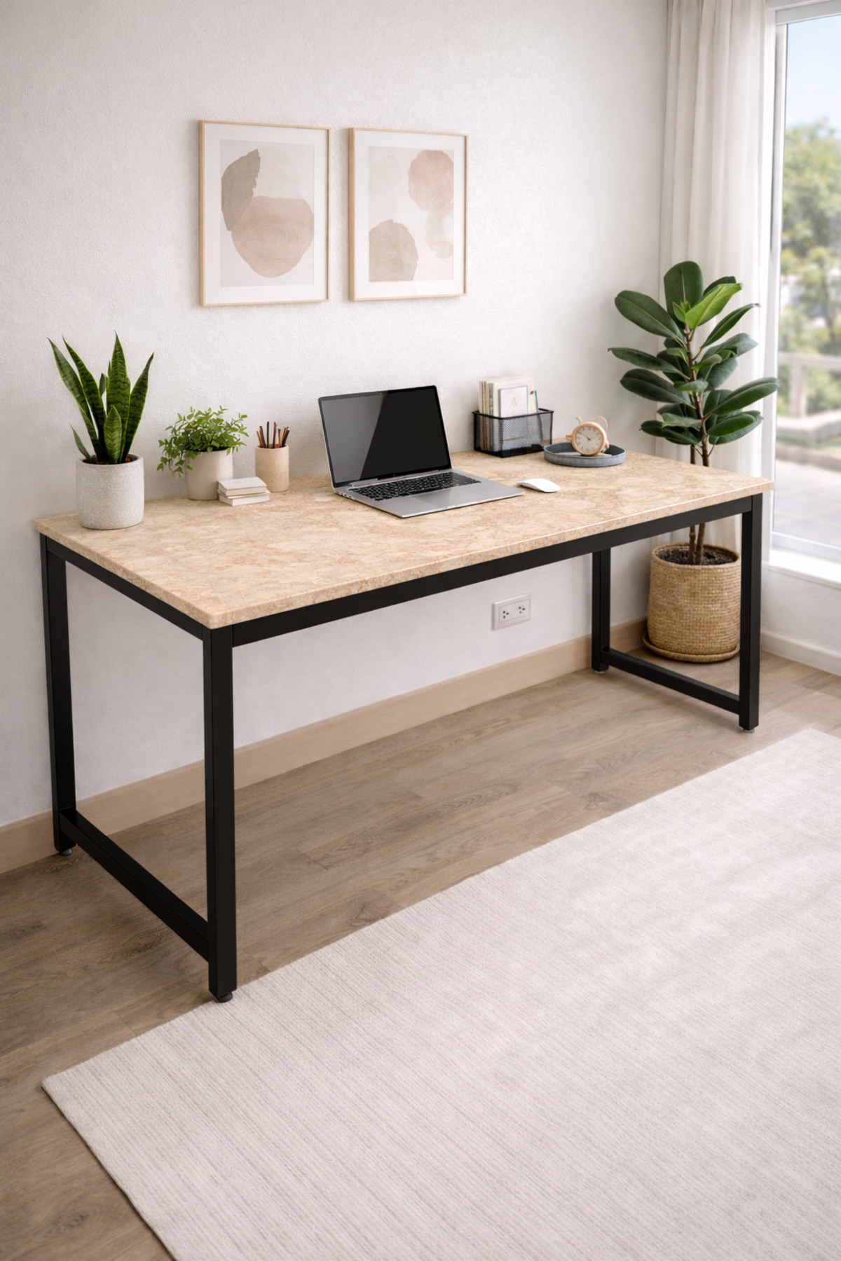 Mercury/Black 60 X 140 Cm Desk, Computer Desk, Dining Table, Metal Leg