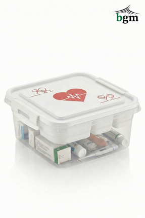 BGM Beyaz Ecza Kutusu Klipsli İlaç Saklama ve Depolama Kutusu- Beyaz Saklama ...