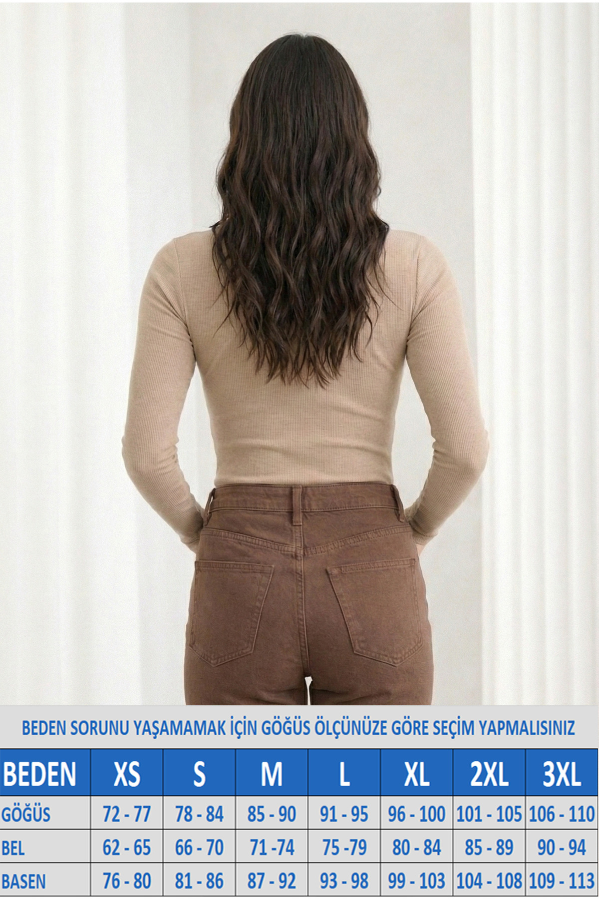 MİO ESTİLO Kadın Fitilli Patlı Havuz Yaka Uzun Kol Kaşkorse Bej Bluz, Novelle görsel 2