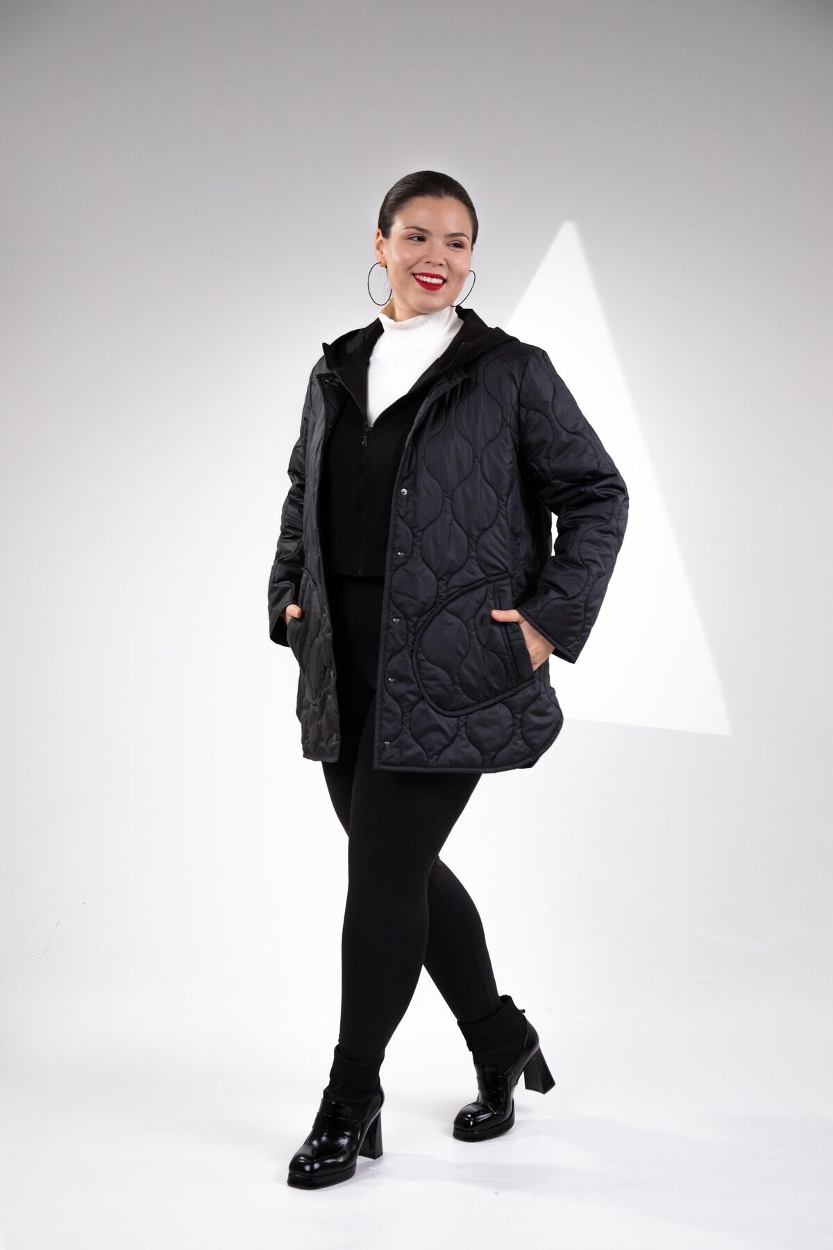 Roxxlen  Büyük Beden Cepl Kapitone 2'li Mont - Görsel 2