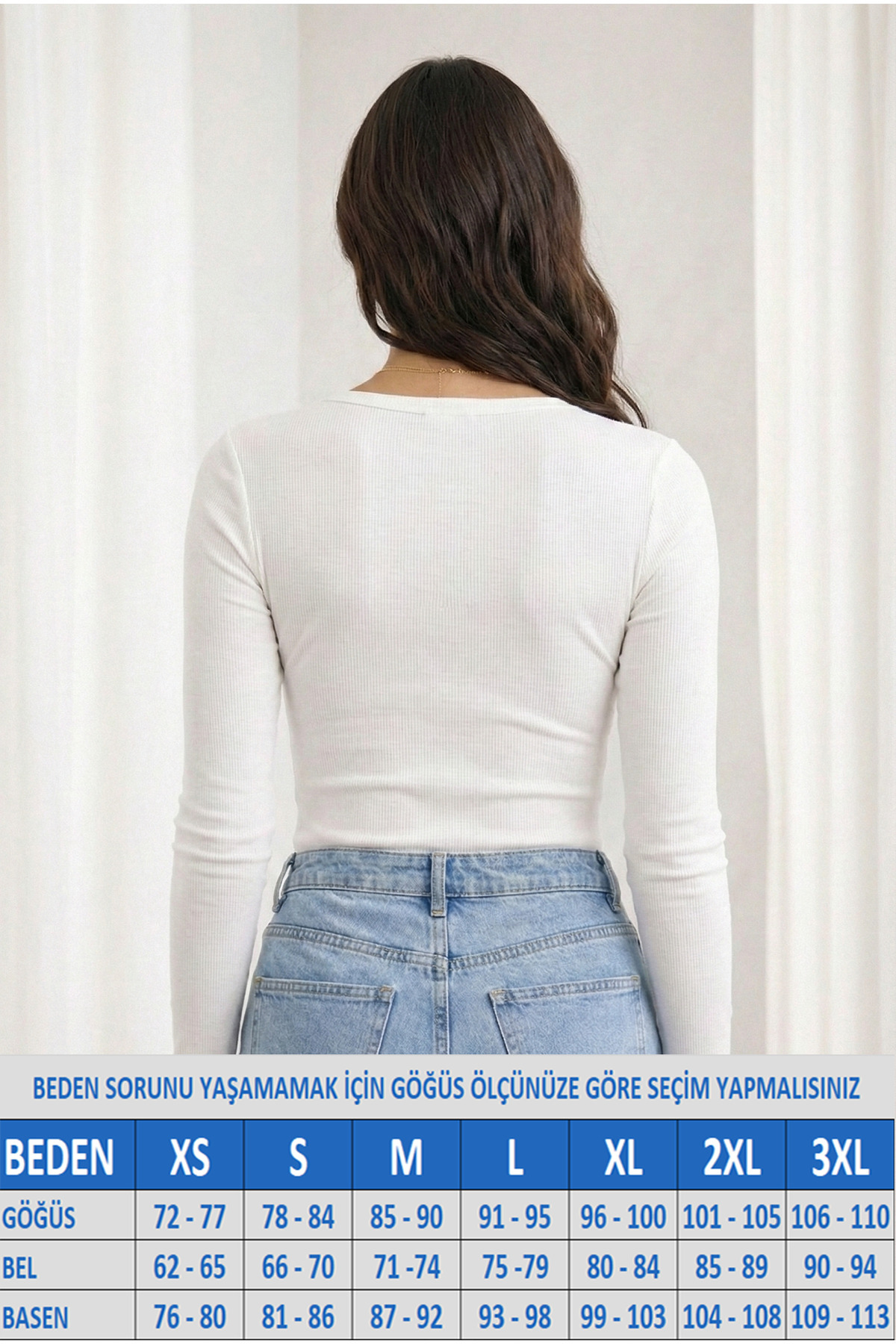 MİO ESTİLO Kadın Fitilli Patlı Havuz Yaka Uzun Kol Kaşkorse Beyaz Bluz, Novelle görsel 2