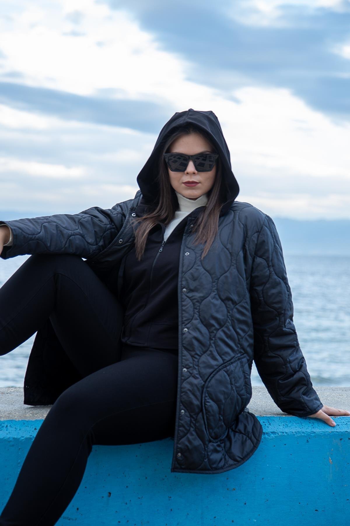 Roxxlen  Büyük Beden Cepl Kapitone 2'li Mont - Görsel 3