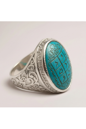 Abdulfettah Kişiye Özel Tılsım-ı Nur Vefkli Gümüş Yüzük - Manevi Işık ve Muha...