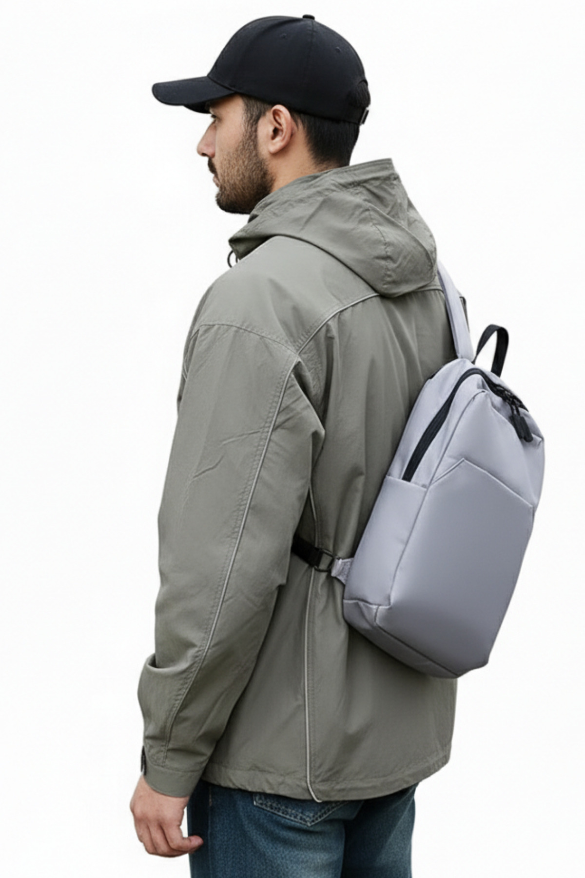 woys  Küçük Ebatlı Gri Sırt Çantası - Günlük Kullanım ve Yürüyüş İçin Uygun - Su Geçirmez Kumaş - 8 Litre - Görsel 2