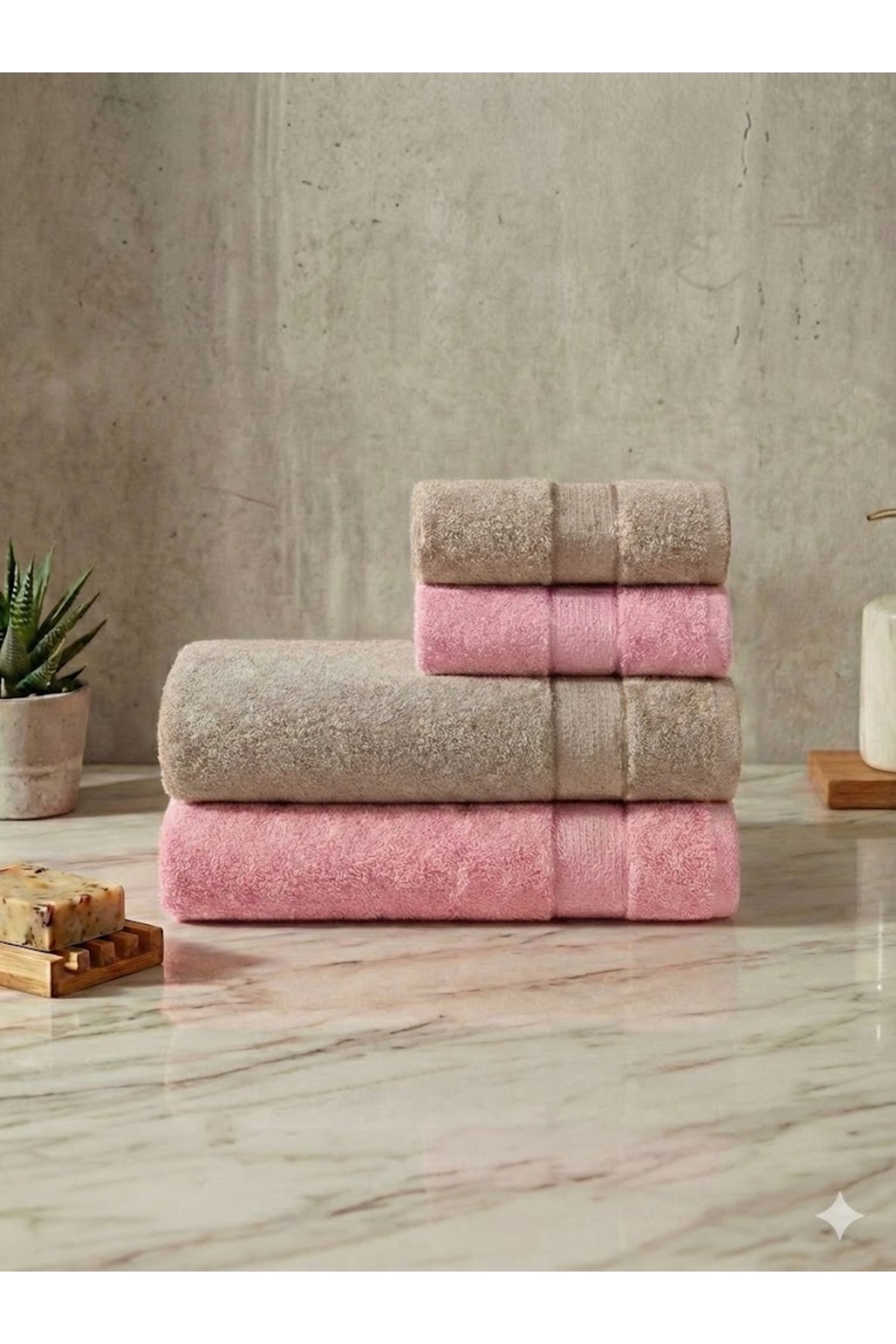 DİANA BATH TOWEL SET (2 HAND ,FACE & HEAD TOWELS + 2 BODY BATH TOWELS)