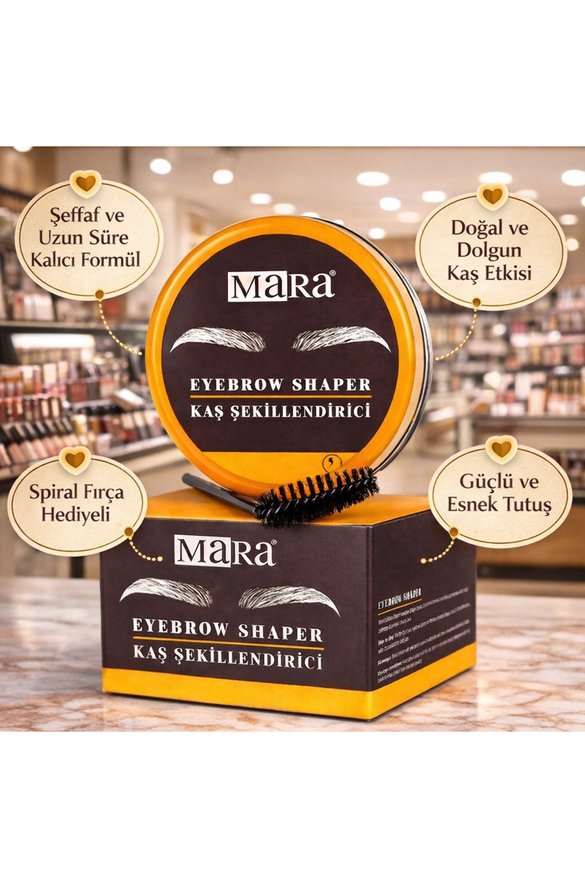 Mara Kaş Şekillendirici | Şeffaf & Uzun Süre Kalıcı | Spiral Fırçalı Eyebrow Shaper 50 ml