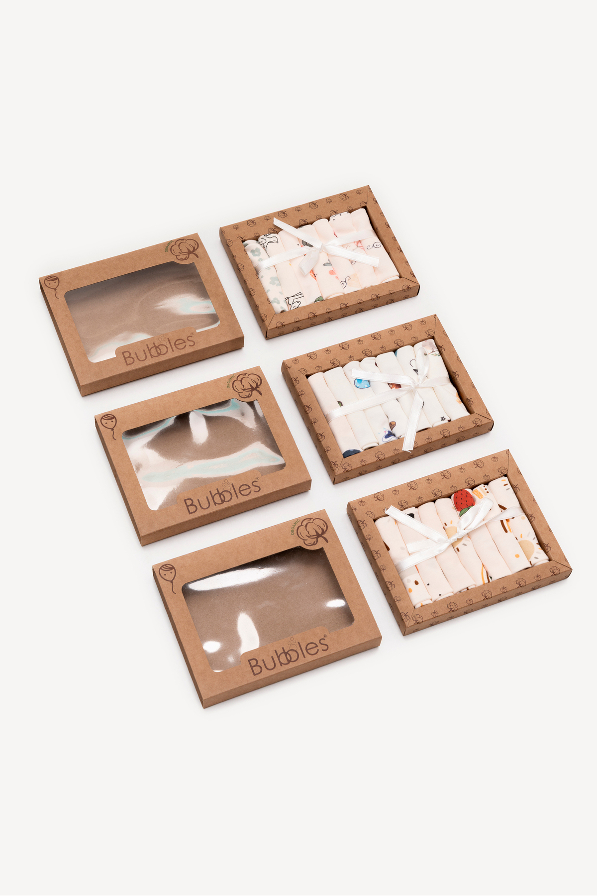 Bubbles %100 ORGANİK PAMUK KARIŞIK DESEN 7' Lİ BEBEK AĞIZ MENDİLİ fotoğrafı 3 (önizleme)