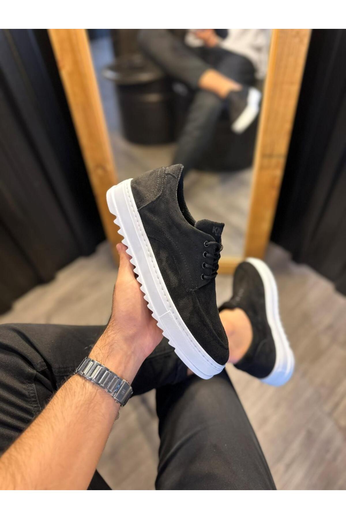 Mhoda Shoes  MHD-098 Erkek Günlük Bağcıklı Süet Klasik Ayakkabı SBT-Siyah - Görsel 5