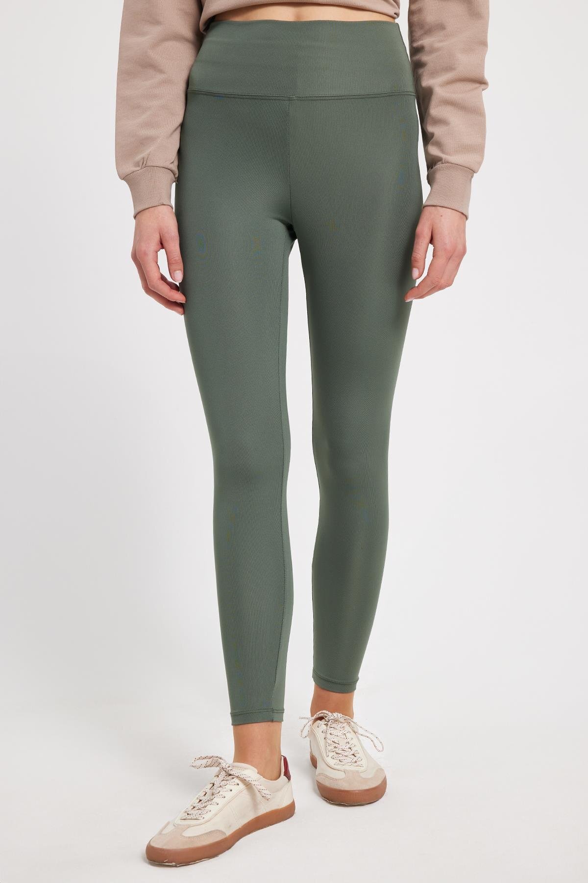 Women's Slim Fit Slim Fit Scuba Fabric Elastic Waist Khaki Leggings