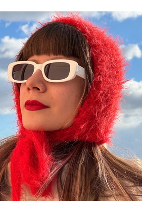 daldandala Kırmızı merino yün tüylü bone başlık