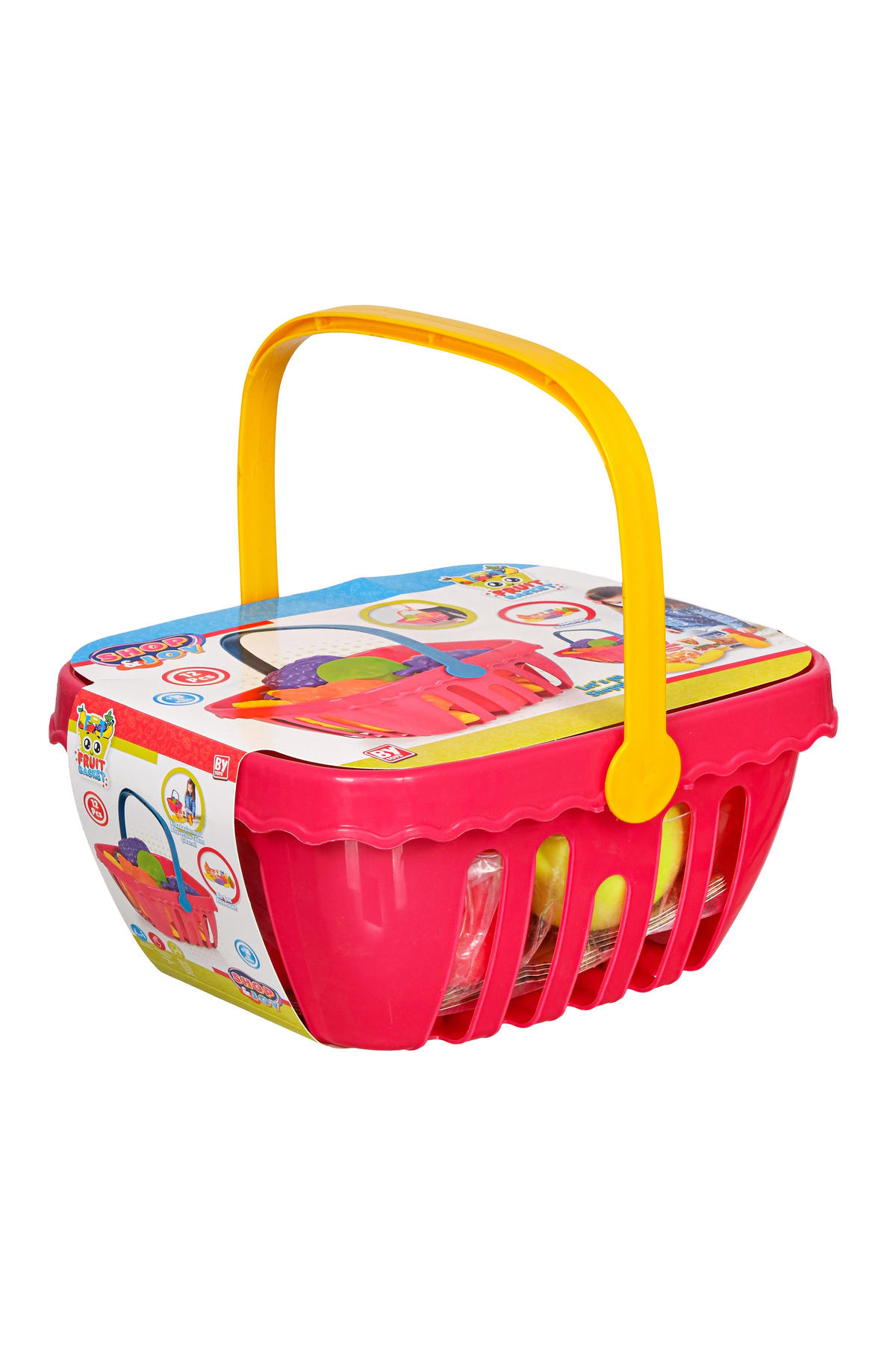 SHOP AND JOY Oyuncak Meyve Sepeti Seti - 12 Parça Eğitici Alışveriş Seti